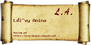 Lévy Anina névjegykártya